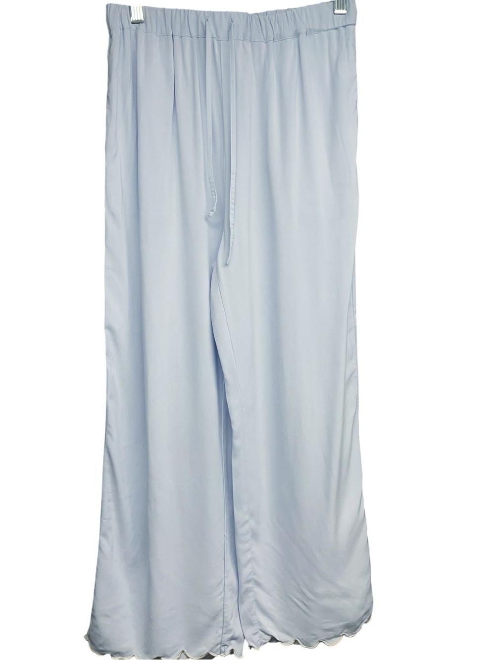 Gelato Pique Rayon Logo on Pocket Long Blue Scalloped Hem Pants One Size